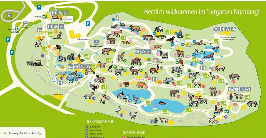 Mapa - plánek Zoo Norimberk a delfinária